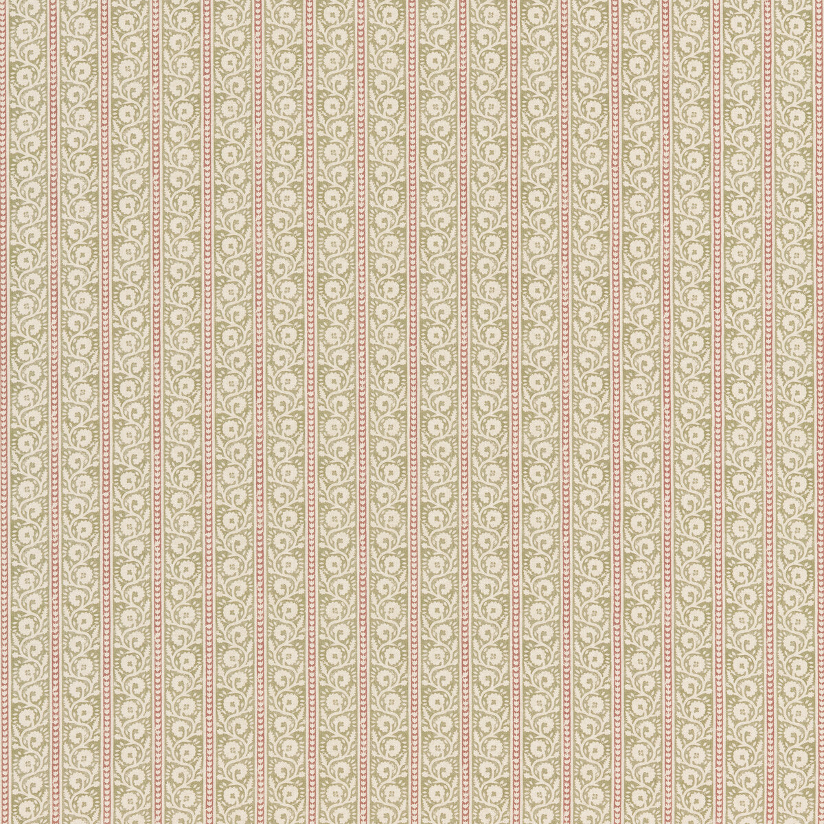 G P & J BAKER BP10999.6.0 BIBURY GREEN/RED Fabric - Eade's Wallpaper