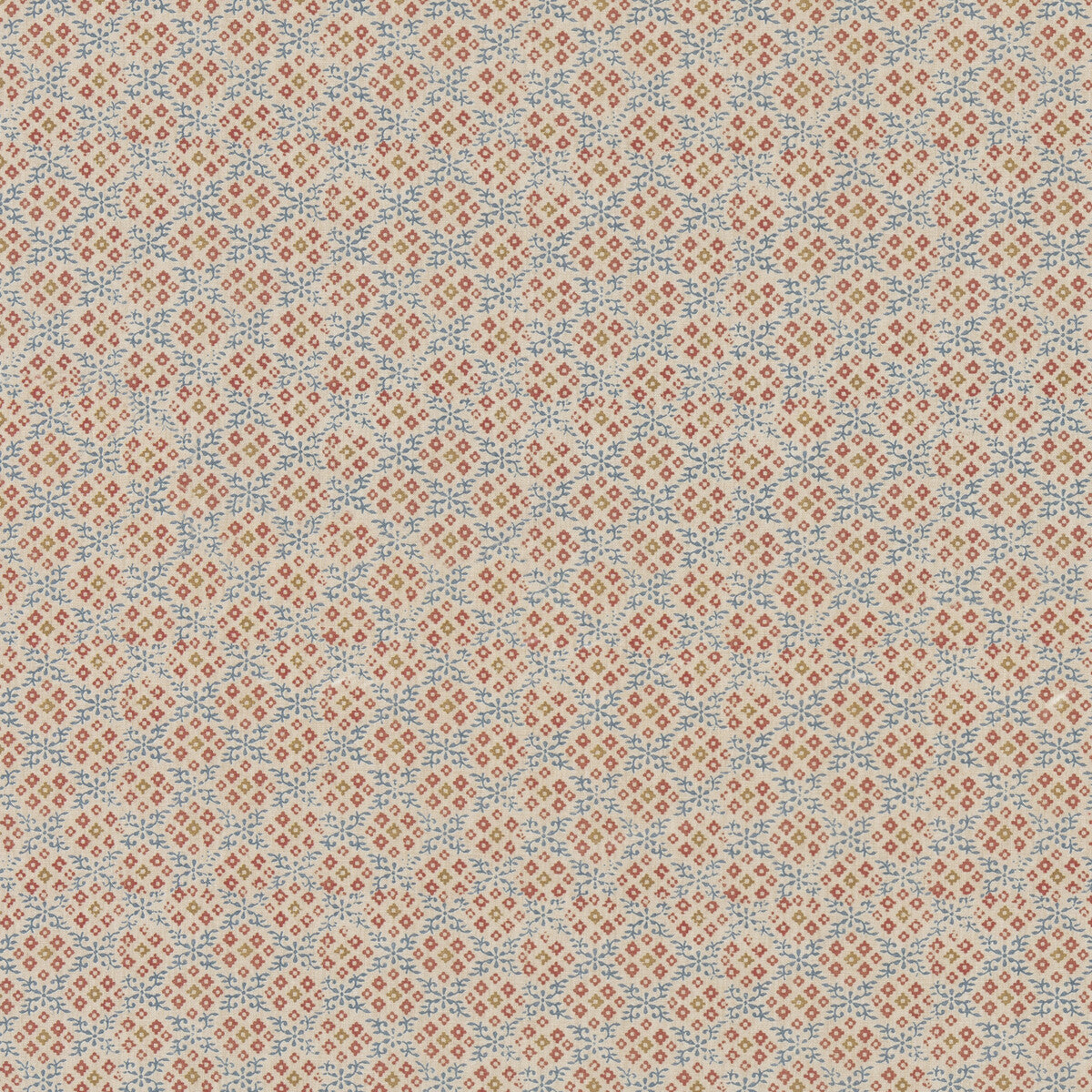 G P & J BAKER BP11001.1.0 GRANTLY INDIGO/RED Fabric - Eade's Wallpaper