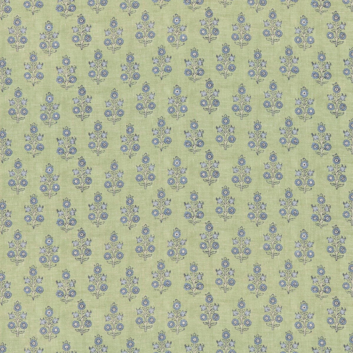 G P & J BAKER BP11003.2.0 POPPY SPRIG GREEN/BLUE Fabric - Eade's Wallpaper