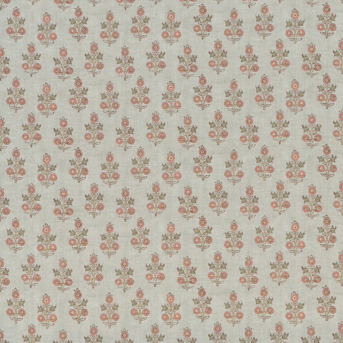 G P & J BAKER BP11003.7.0 POPPY SPRIG AQUA/BLUSH Fabric - Eade's Wallpaper