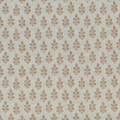 G P & J BAKER BP11003.7.0 POPPY SPRIG AQUA/BLUSH Fabric - Eade's Wallpaper