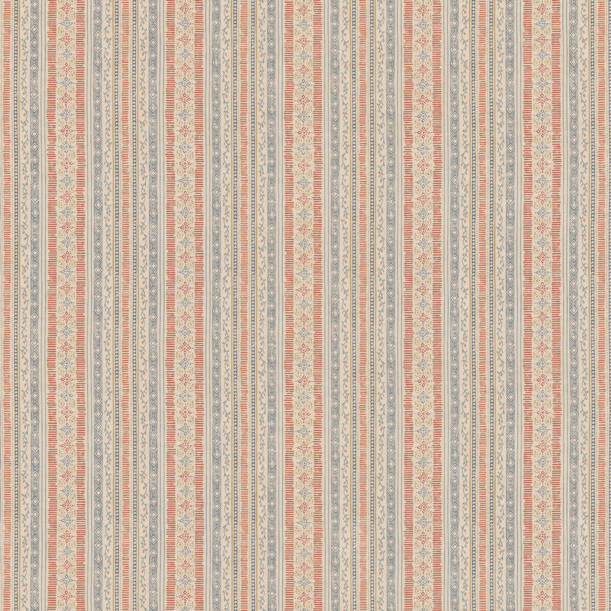 G P & J BAKER BP11005.1.0 COMPTON INDIGO/RED Fabric - Eade's Wallpaper