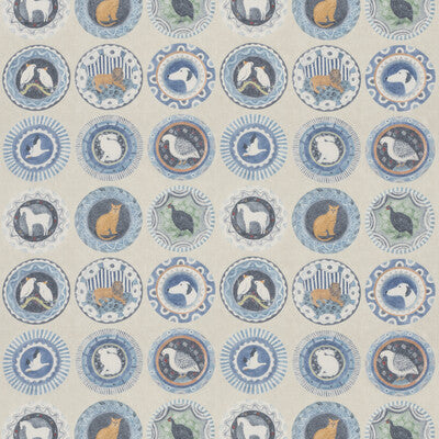 G P & J BAKER BP11047.4.0 ROBINA'S DINNER PARTY BLUE Fabric - Eade's Wallpaper