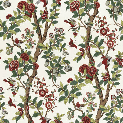 G P & J BAKER BP11072.1.0 ELDON DOCUMENT RED/GREEN Fabric - Eade's Wallpaper