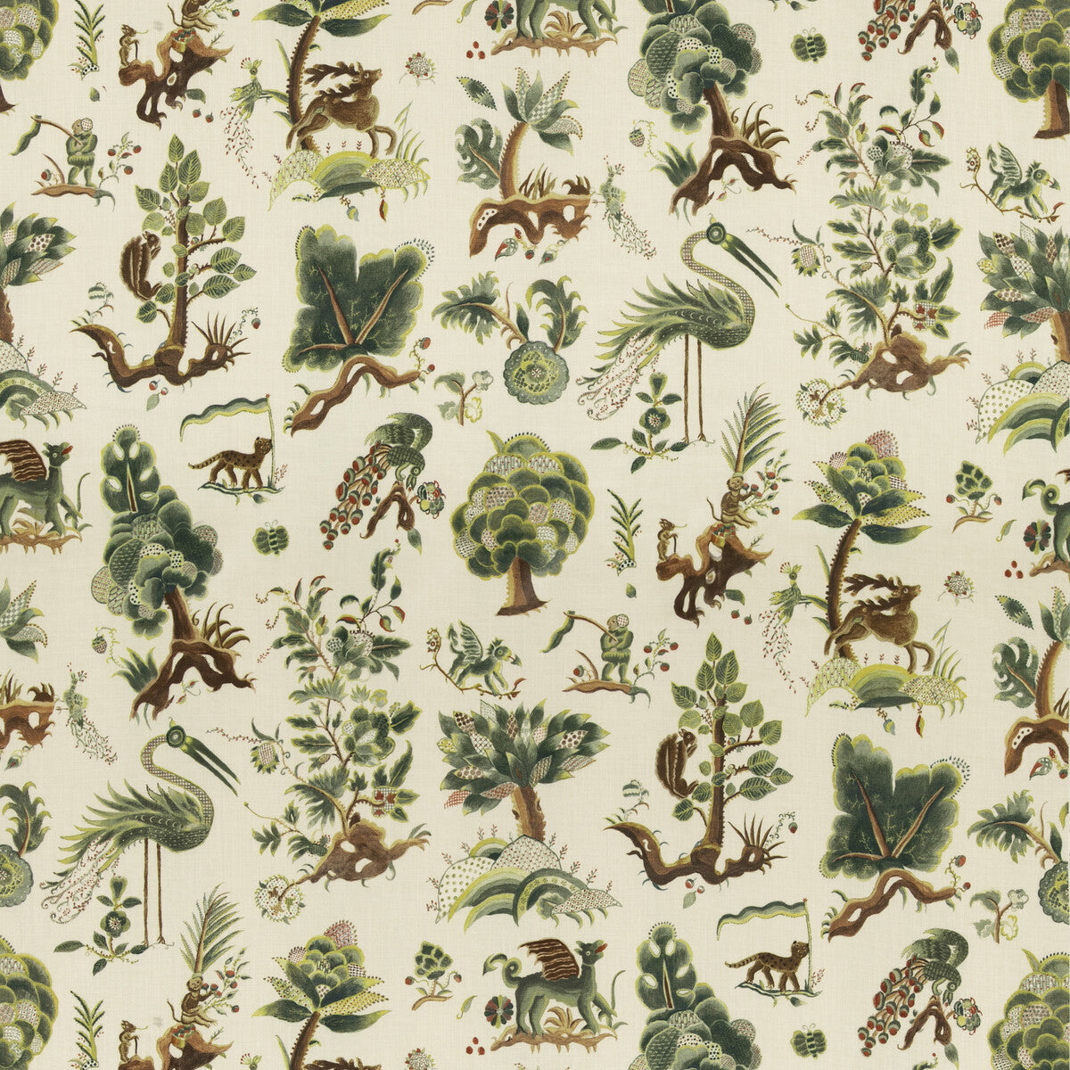G P & J BAKER BP11073.1.0 GERTRUDE DOCUMENT GREEN Fabric - Eade's Wallpaper