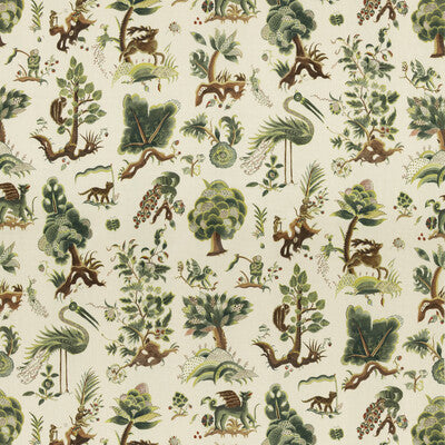 G P & J BAKER BP11073.1.0 GERTRUDE DOCUMENT GREEN Fabric - Eade's Wallpaper