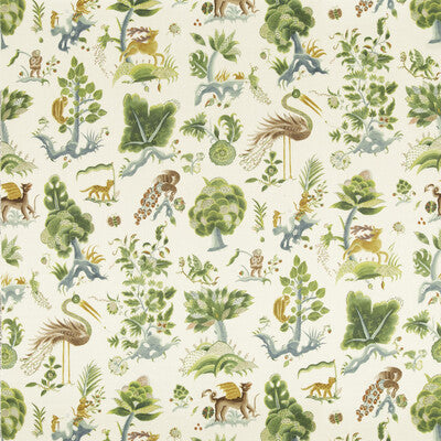 G P & J BAKER BP11073.2.0 GERTRUDE EMERALD/BLUE Fabric - Eade's Wallpaper