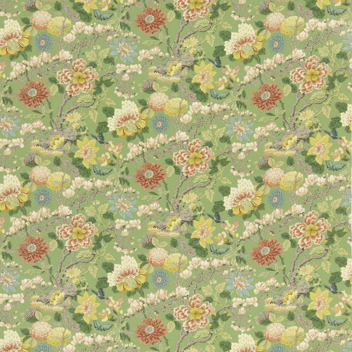 G P & J BAKER BP11075.1.0 LITTLE MAGNOLIA EMERALD Fabric - Eade's Wallpaper
