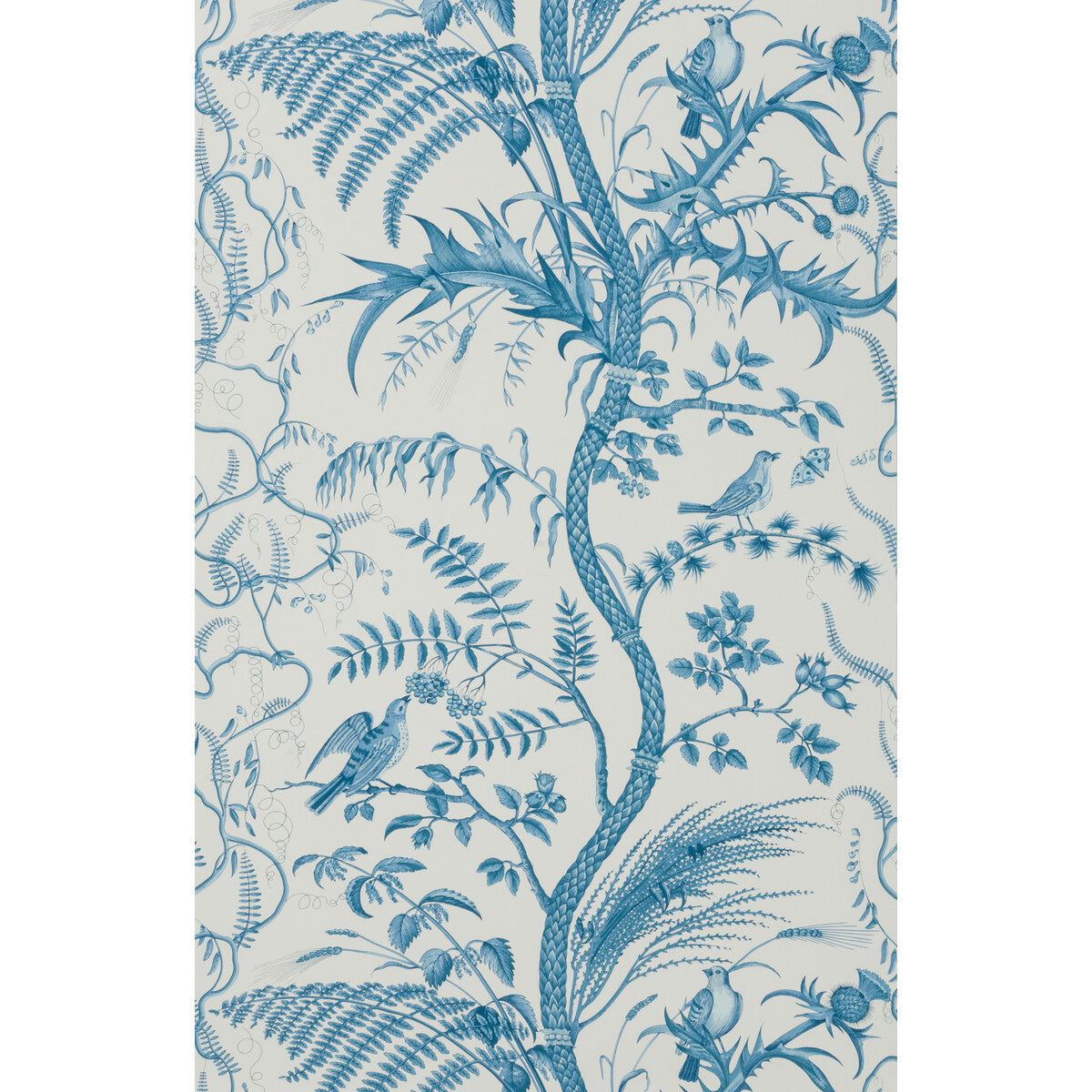 BRUNSCHWIG & FILS BR-69518.222.0 BIRD AND THISTLE BLUE Wallpaper - Eade's Wallpaper