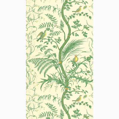 BRUNSCHWIG & FILS BR-69518.435.0 BIRD AND THISTLE GREEN Wallpaper - Eade's Wallpaper