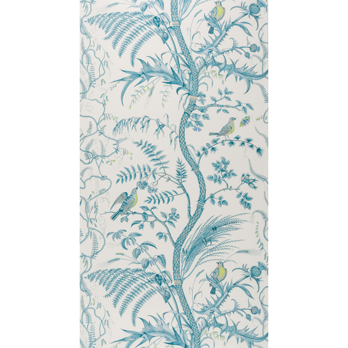 BRUNSCHWIG & FILS BR-69518.513.0 BIRD AND THISTLE AQUA Wallpaper - Eade's Wallpaper