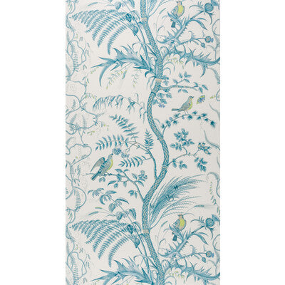 BRUNSCHWIG & FILS BR-69518.513.0 BIRD AND THISTLE AQUA Wallpaper - Eade's Wallpaper