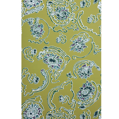 BRUNSCHWIG & FILS BR-69573.426.0 BYZANTINE SWIRL ON PAPER CHARTREUSE ON WHITE Wallpaper - Eade's Wallpaper