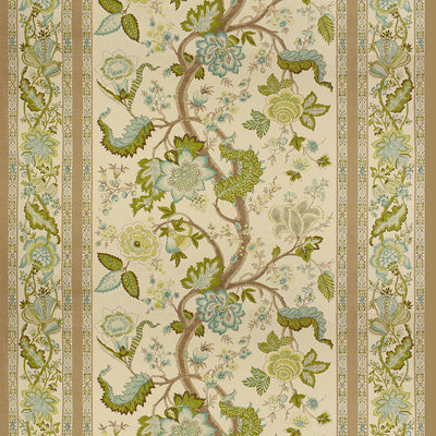 BRUNSCHWIG & FILS BR-700016.248.0 BELLARY COTTON PRINT AQUA/TAUPE Fabric - Eade's Wallpaper