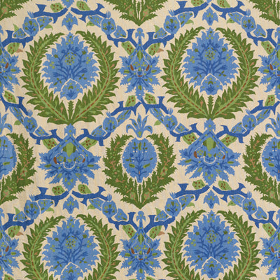 BRUNSCHWIG & FILS BR-700018.221.0 ZENOBIA LINEN PRINT CANTON BLUE/GREEN Fabric - Eade's Wallpaper