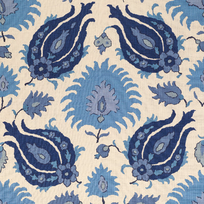 BRUNSCHWIG & FILS BR-700020.278.0 KASHMIRI LINEN PRINT SAPPHIRE BLUE Fabric - Eade's Wallpaper