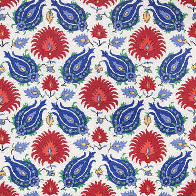 BRUNSCHWIG & FILS BR-700020.5193.0 KASHMIRI LINEN PRINT BLUE/RED Fabric - Eade's Wallpaper