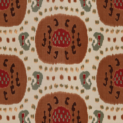 BRUNSCHWIG & FILS BR-71110.08.0 SAMARKAND COTTON AND LINEN PRINT BROWN ON BEIGE Fabric - Eade's Wallpaper