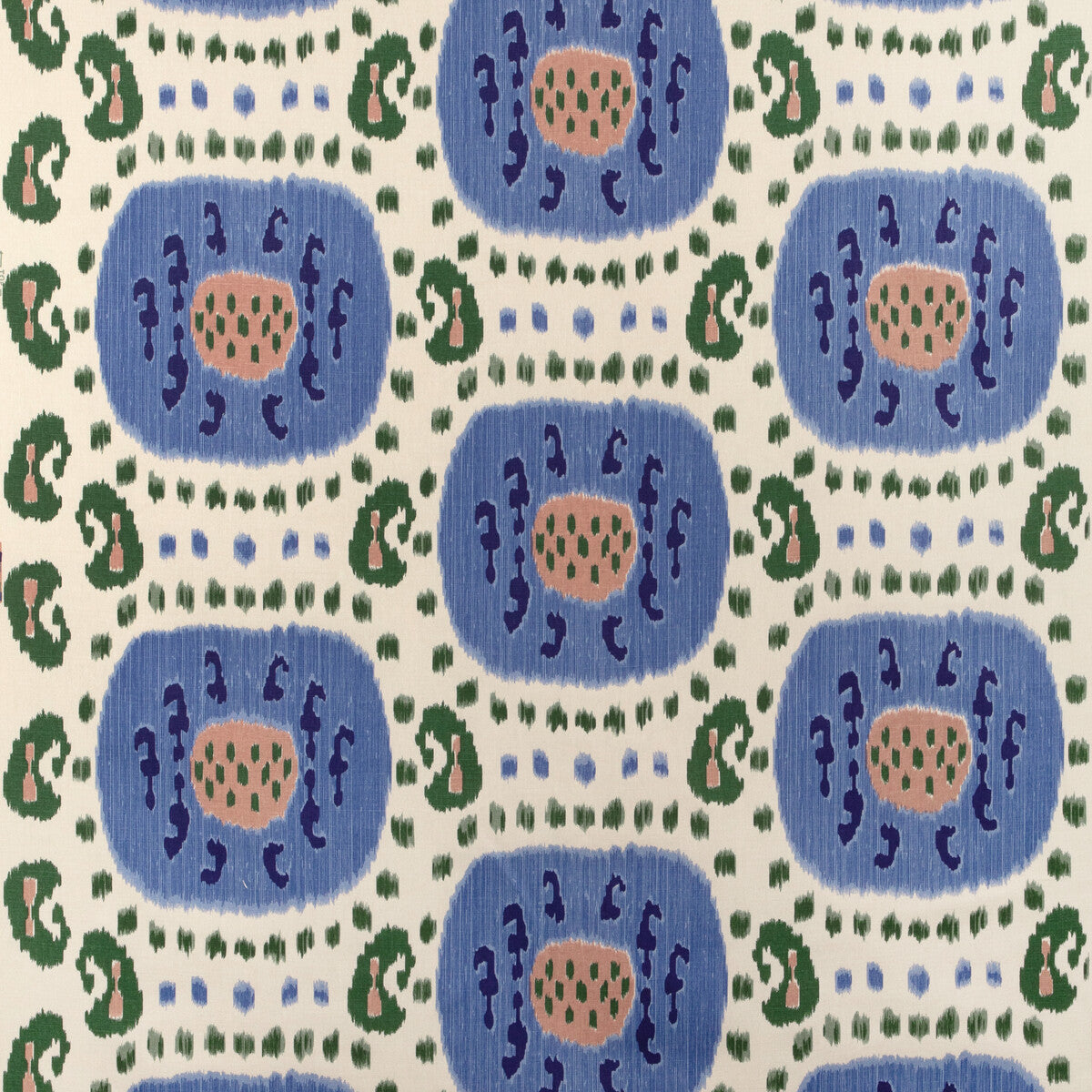 BRUNSCHWIG & FILS BR-71110.221.0 SAMARKAND COTTON AND LINEN PRINT CANTON BLUE/GREEN Fabric - Eade's Wallpaper