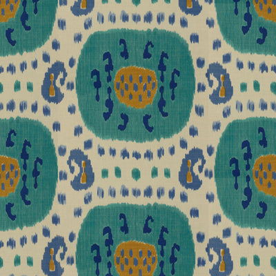 BRUNSCHWIG & FILS BR-71110.248.0 SAMARKAND COTTON AND LINEN PRINT AQUA/BLUE Fabric - Eade's Wallpaper