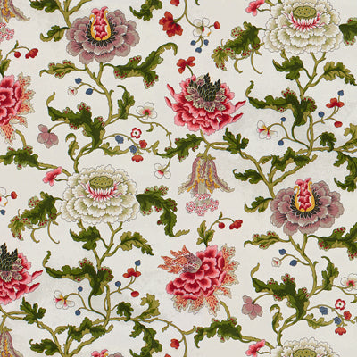 BRUNSCHWIG & FILS BR-71149.000.0 NEW ATHOS GLAZED CHINTZ MULTI ON WHITE Fabric - Eade's Wallpaper