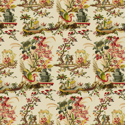 BRUNSCHWIG & FILS BR-71162.331.0 LE LAC GLAZED CHINTZ YELLOW Fabric - Eade's Wallpaper
