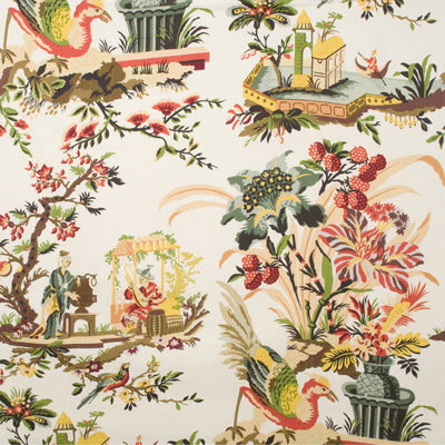 BRUNSCHWIG & FILS BR-71163.015.0 LE LAC LINEN PRINT CREAM Fabric - Eade's Wallpaper