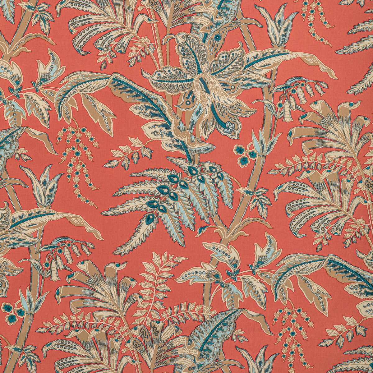 BRUNSCHWIG & FILS BR-79121.2413.0 SEYCHELLES COTTON PRINT CORAL Fabric - Eade's Wallpaper