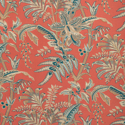 BRUNSCHWIG & FILS BR-79121.2413.0 SEYCHELLES COTTON PRINT CORAL Fabric - Eade's Wallpaper