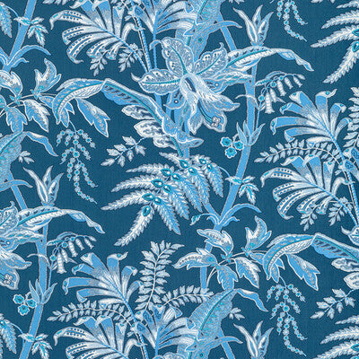BRUNSCHWIG & FILS BR-79121.550.0 SEYCHELLES COTTON PRINT NAVY Fabric - Eade's Wallpaper