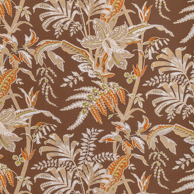 BRUNSCHWIG & FILS BR-79121.630.0 SEYCHELLES COTTON PRINT MOCHA Fabric - Eade's Wallpaper