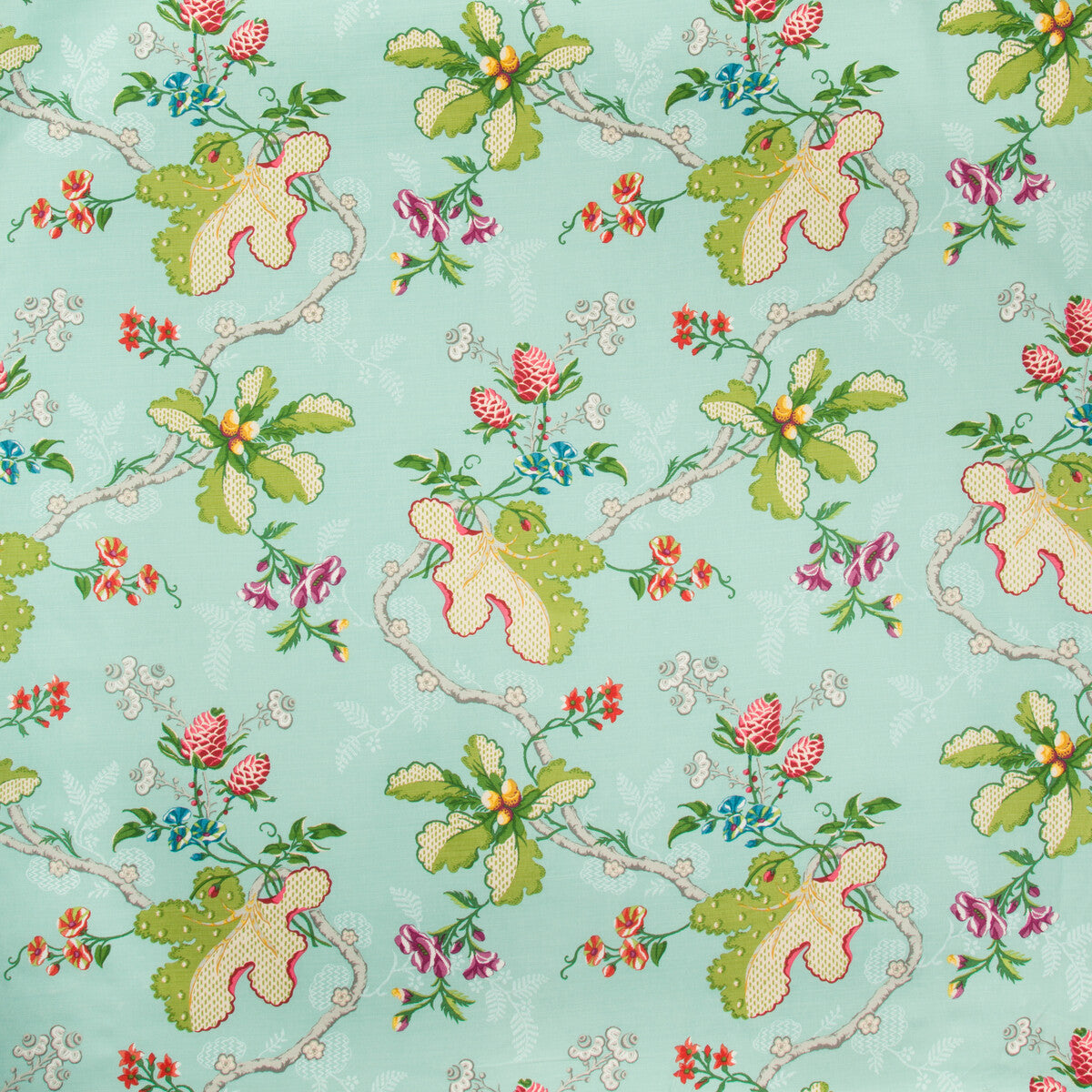 BRUNSCHWIG & FILS BR-79355.137.0 FABRIANO COTTON AND LINEN PRINT AQUA Fabric - Eade's Wallpaper