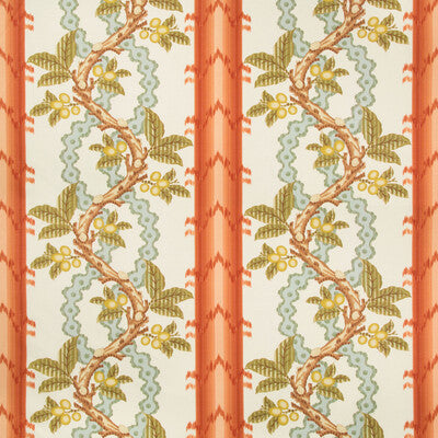 BRUNSCHWIG & FILS BR-79510.123.0 JOSSELIN COTTON AND LINEN PRINT SPICE/CELADON Fabric - Eade's Wallpaper