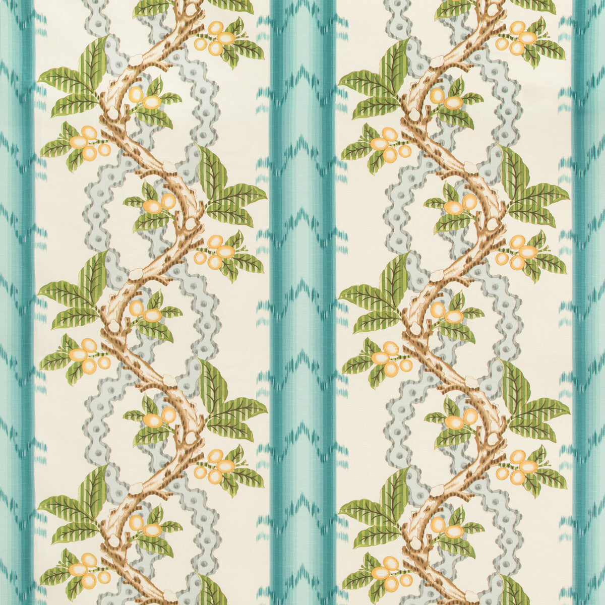 BRUNSCHWIG & FILS BR-79510.13.0 JOSSELIN COTTON AND LINEN PRINT AQUA/MIST Fabric - Eade's Wallpaper