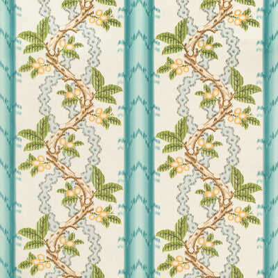 BRUNSCHWIG & FILS BR-79510.13.0 JOSSELIN COTTON AND LINEN PRINT AQUA/MIST Fabric - Eade's Wallpaper