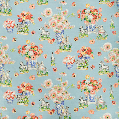 BRUNSCHWIG & FILS BR-79653.15.0 GILLIAN S ZEBRAS LINEN & COTTON PRINT SKY Fabric - Eade's Wallpaper