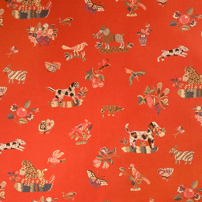BRUNSCHWIG & FILS BR-89477.150.0 ANIMALITOS WOVEN TAPESTRY TOMATO Fabric - Eade's Wallpaper