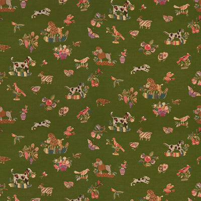 BRUNSCHWIG & FILS BR-89477.428.0 ANIMALITOS WOVEN TAPESTRY PATIO GREEN Fabric - Eade's Wallpaper