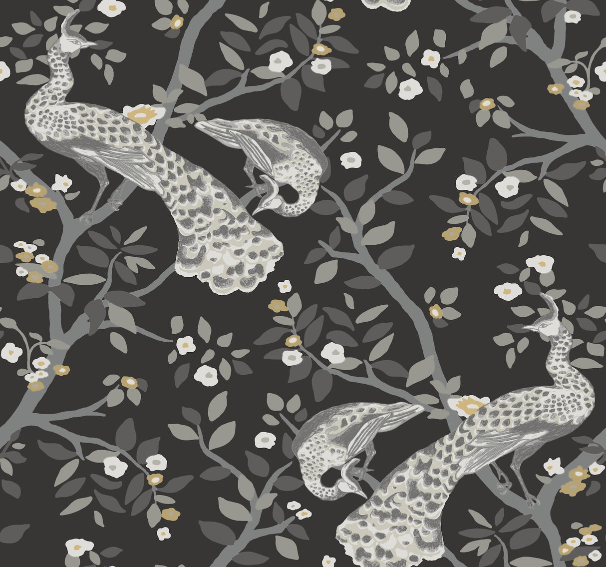 York BW3802 Plume Black & Gold Wallpaper