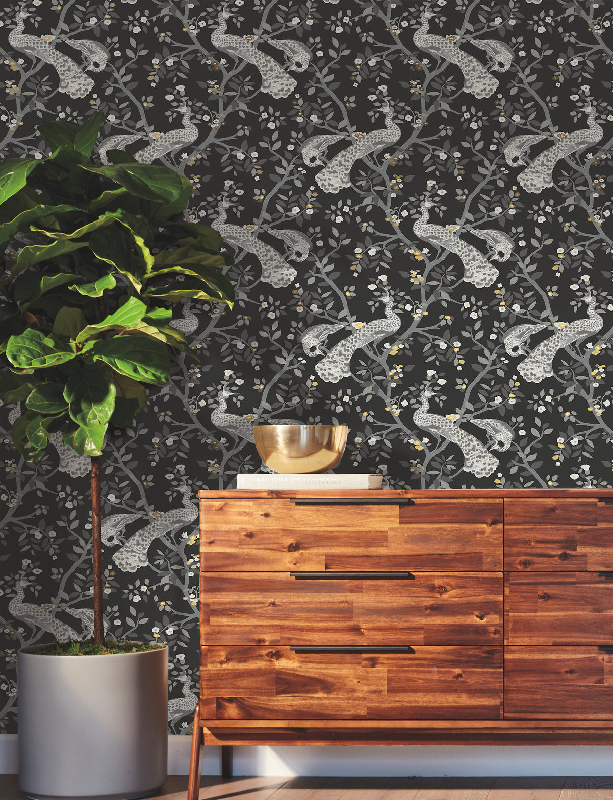 York BW3802 Plume Black & Gold Wallpaper