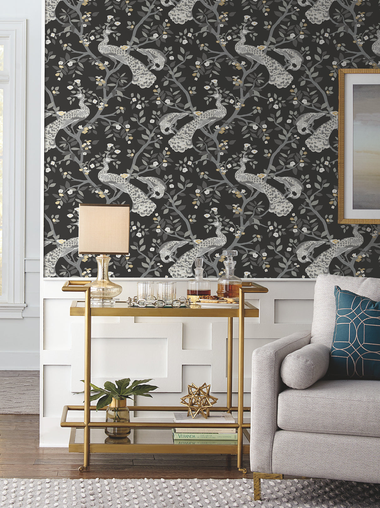 York BW3802 Plume Black & Gold Wallpaper