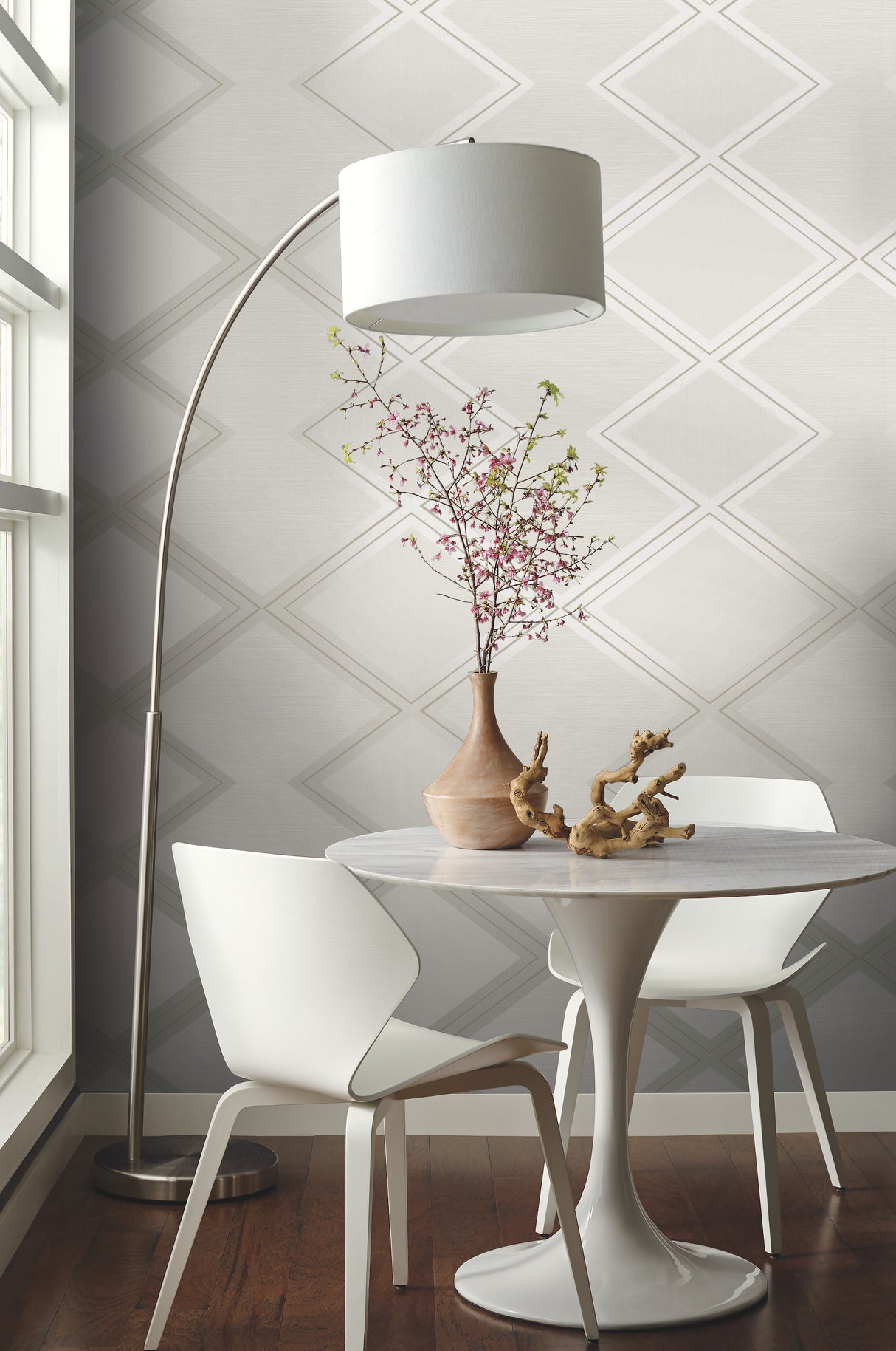 York BW3821 Diamond Twist White & Cream Wallpaper