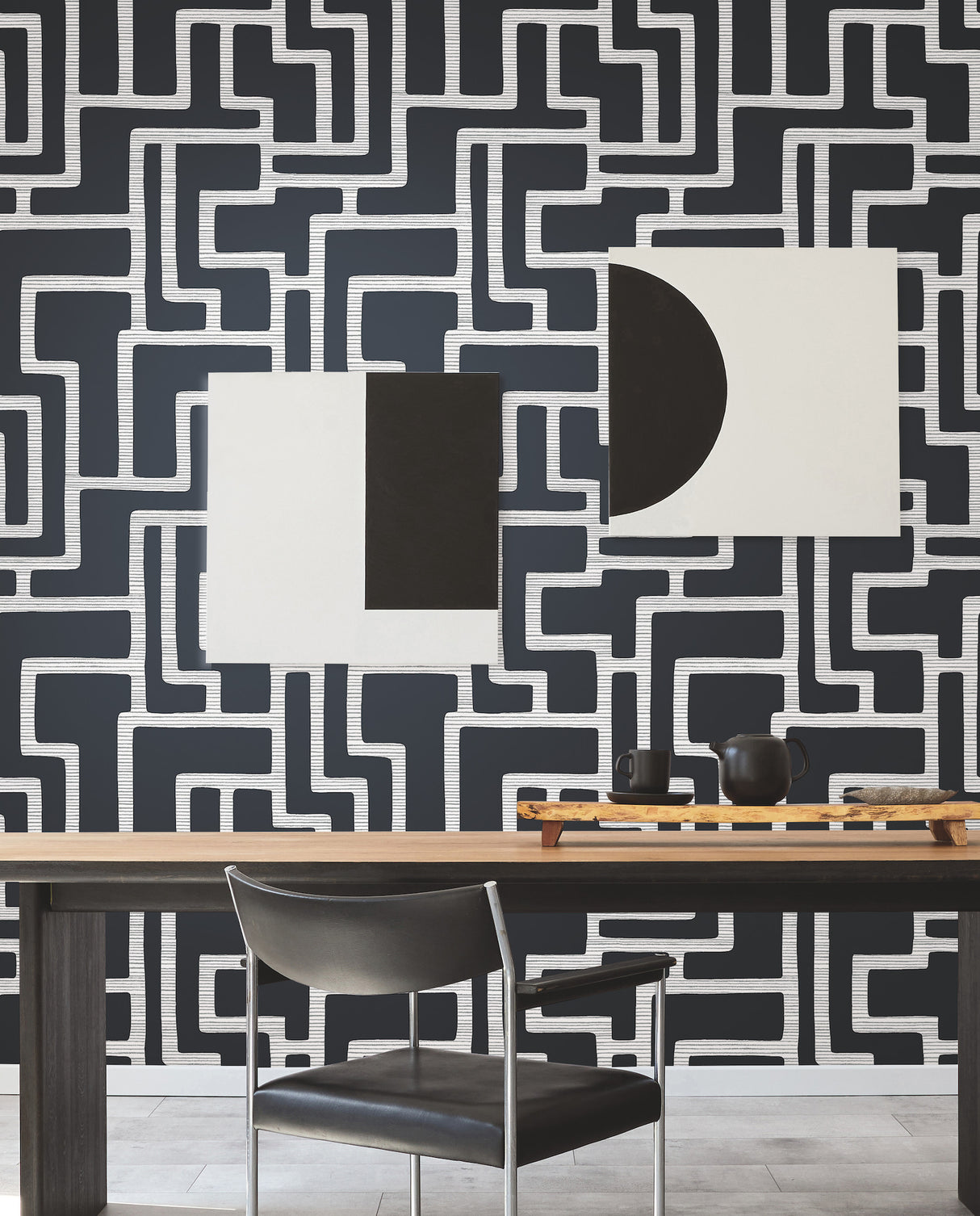 York BW3831 Graphic Polyomino Black & White Wallpaper