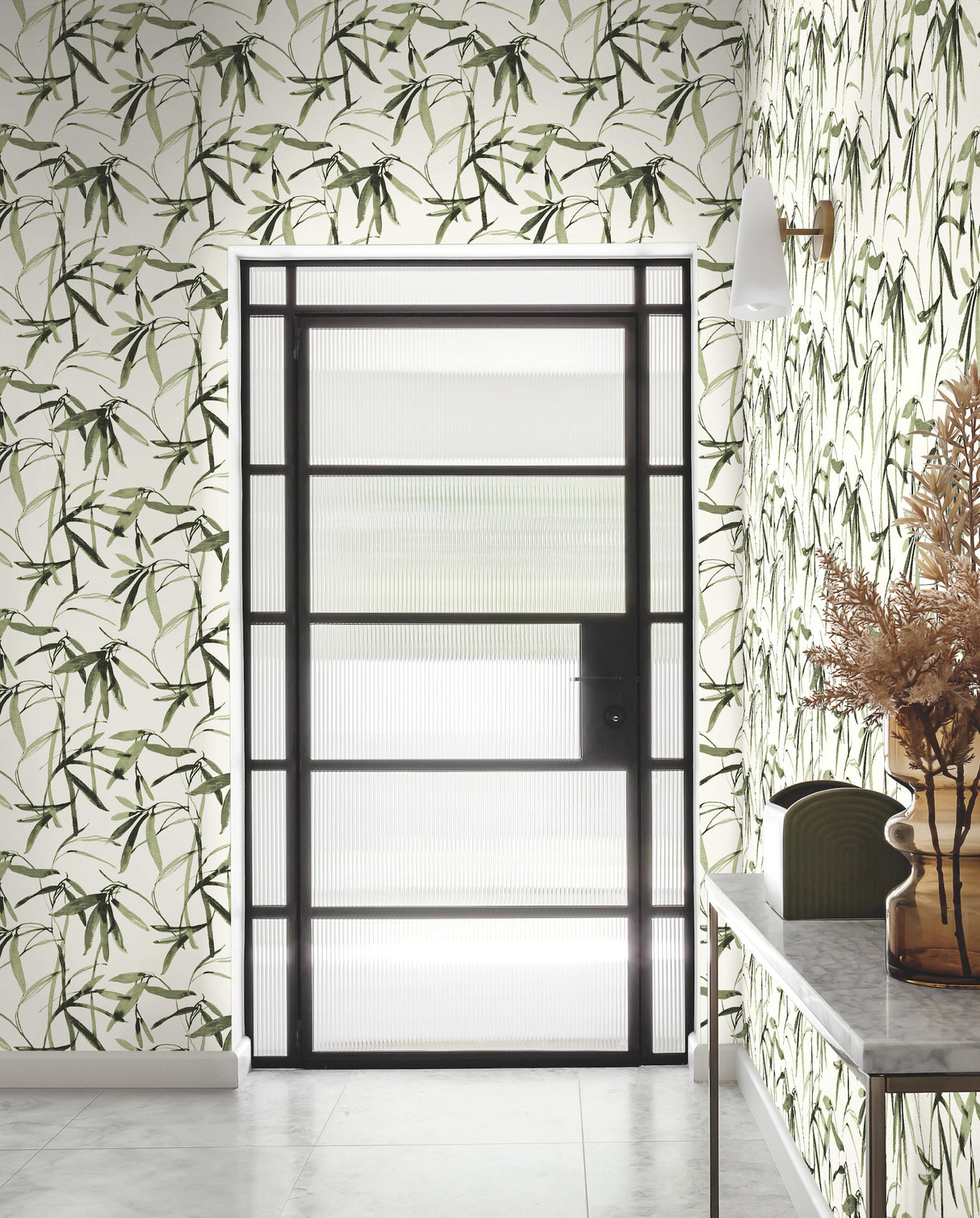 York BW3842 Bamboo Ink Green & Black Wallpaper