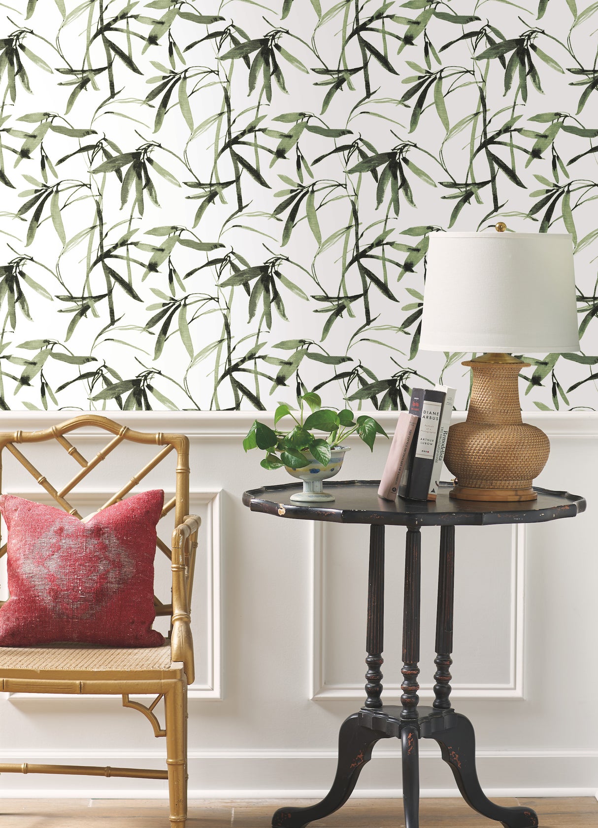 York BW3842 Bamboo Ink Green & Black Wallpaper