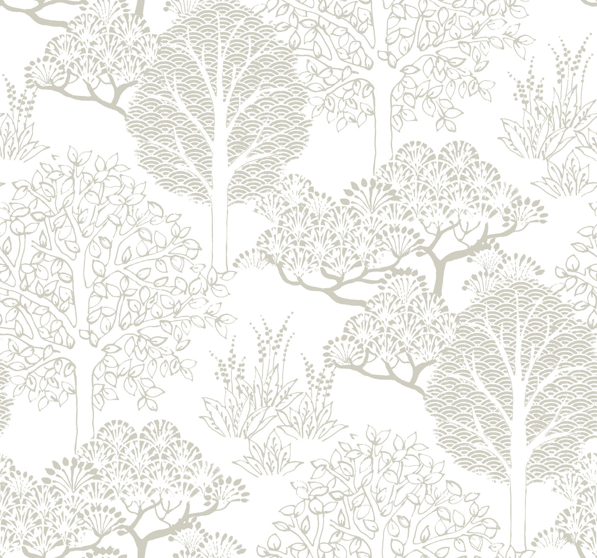 York BW3851 Kimono Trees Metallic Wallpaper