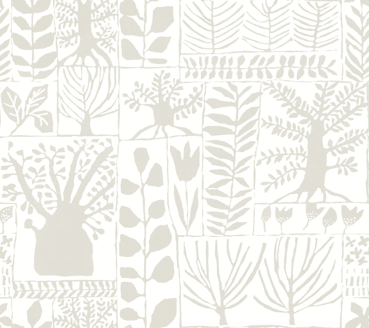 York BW3861 Primitive Trees White & Cream Wallpaper