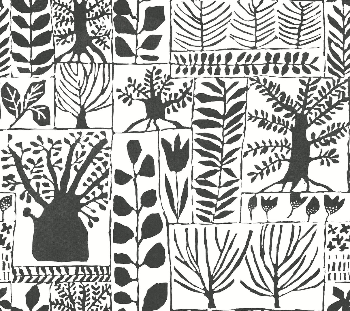 York BW3862 Primitive Trees Black & White Wallpaper