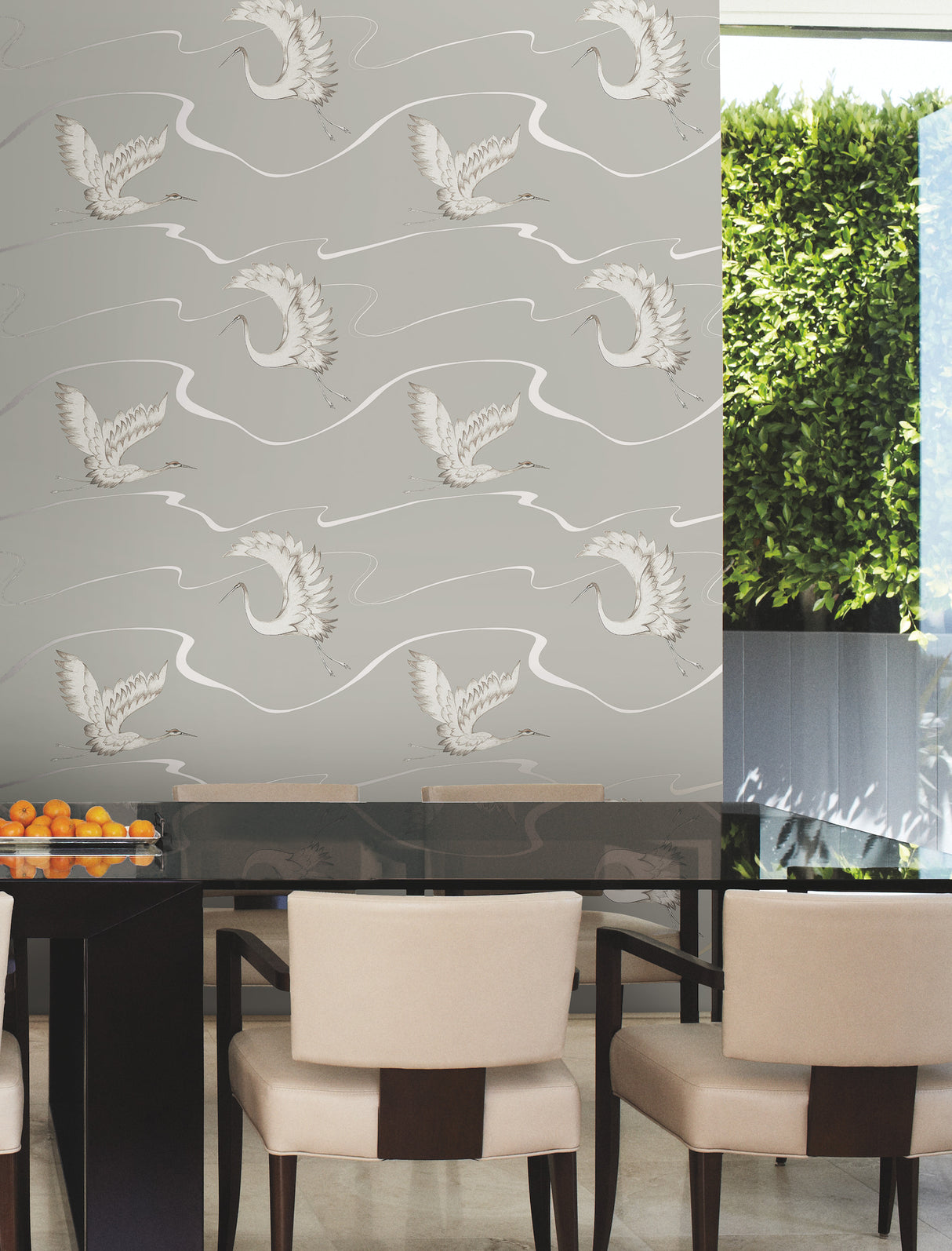 York BW3872 Soaring Cranes Taupe Wallpaper
