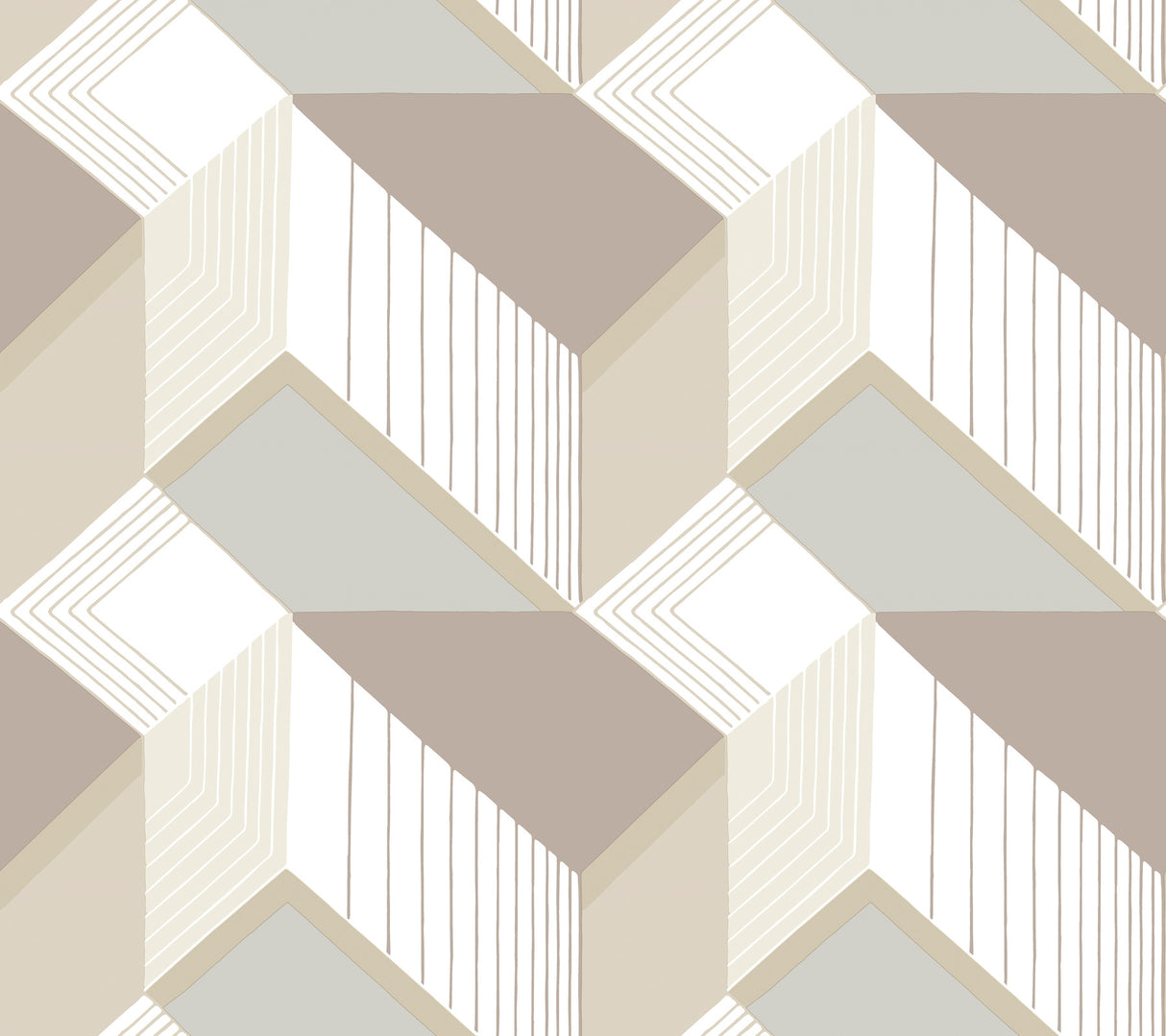 York BW3881 Graphic Geo Blocks White & Cream Wallpaper